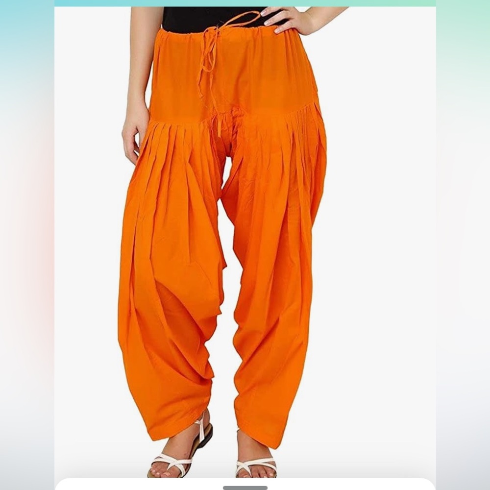 NWOT Vibrant Orange 100% cotton Palatial Salwar Harem Pants one size fits most